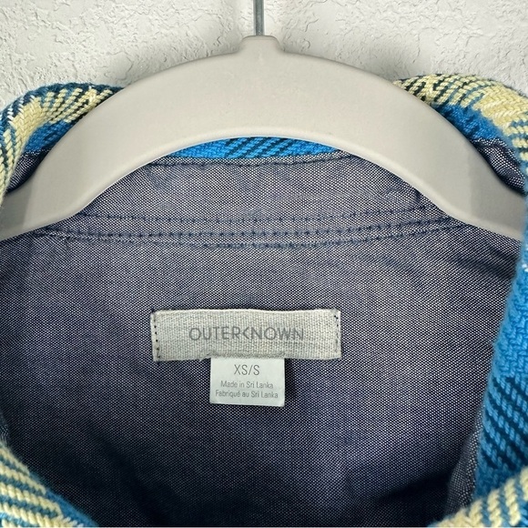 Outerknown Blue Yellow Plaid Blanket Shacket Shirt Jacket Size XS Small - Picture 5 of 7